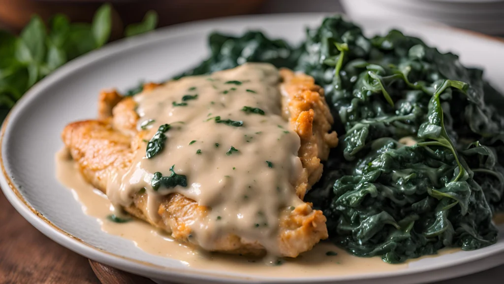 Smothered Chicken with Creamed Spinach