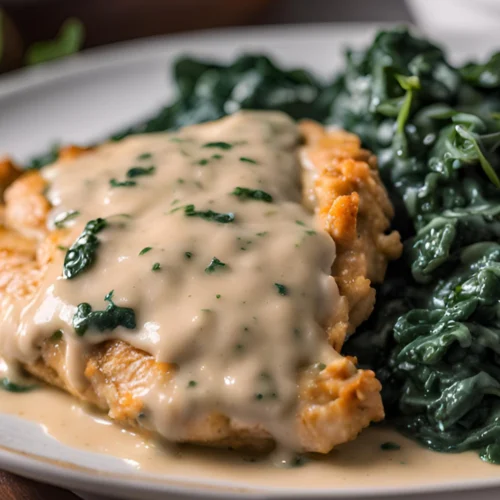 Smothered Chicken with Creamed Spinach