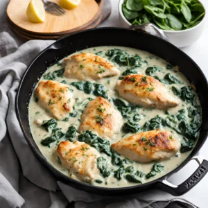 Smothered Chicken with Creamed Spinach