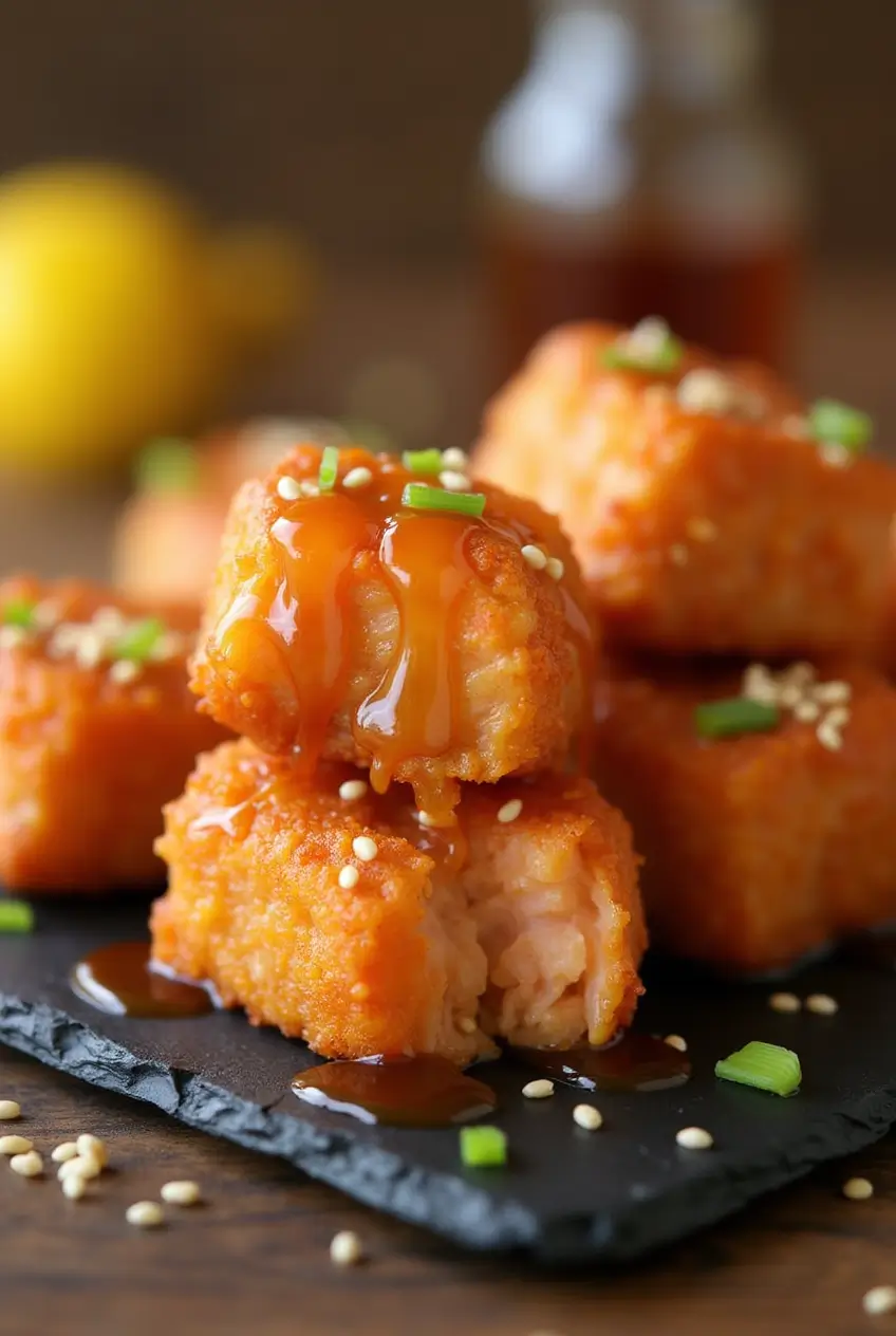 Crispy Honey Garlic Salmon Bites