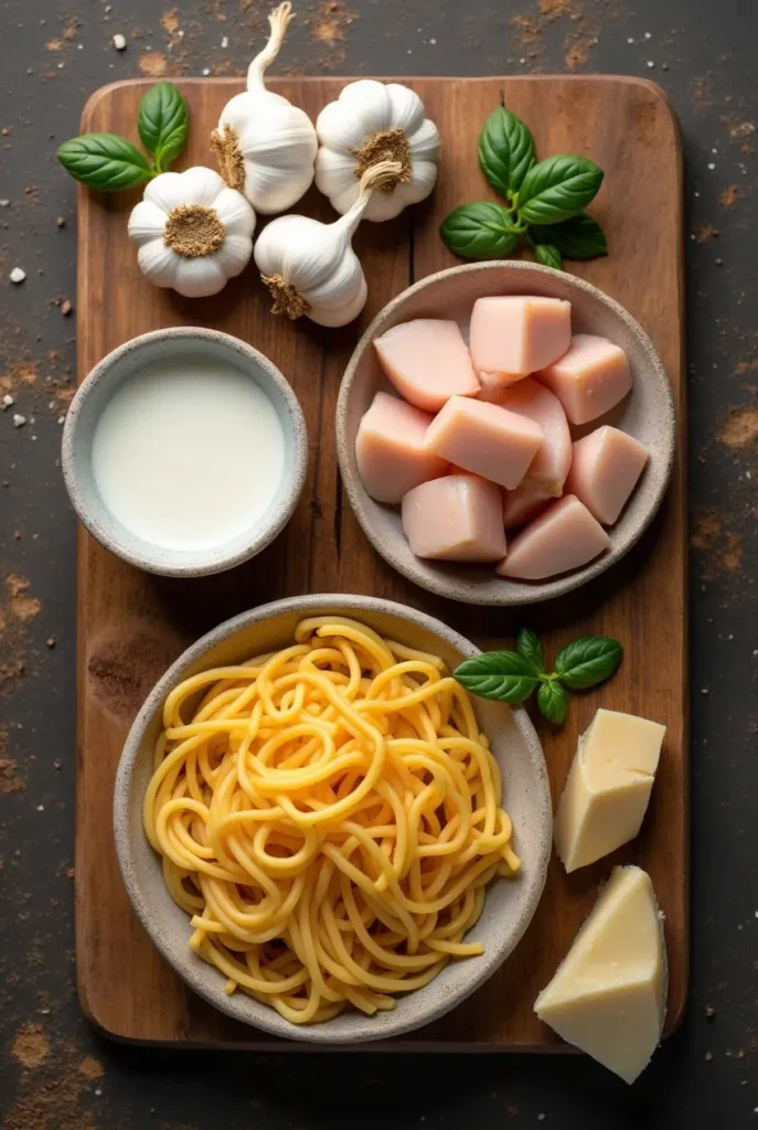 Garlic Butter Chicken Bites with Creamy Parmesan Pasta