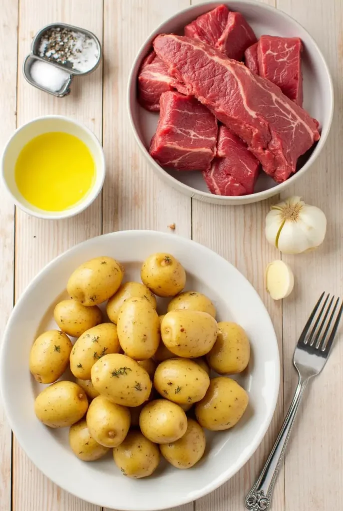 Garlic Butter Steak Bites and Potatoes