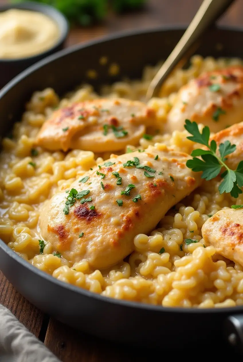 One-Pan Creamy Parmesan Chicken & Rice