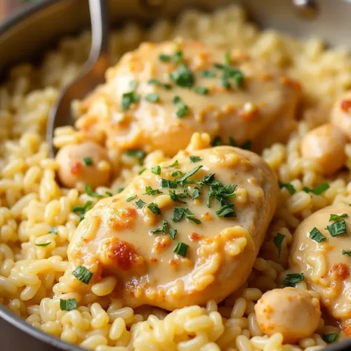 One-Pan Creamy Parmesan Chicken & Rice