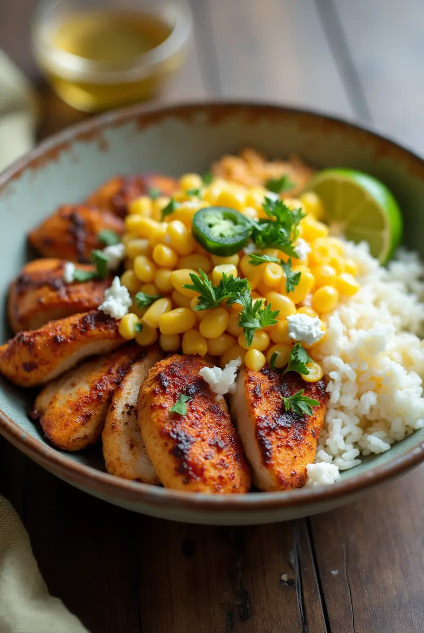 Street Corn Chicken Rice Bowl