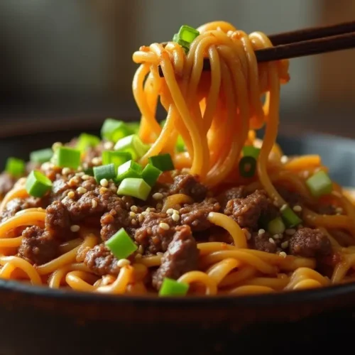 Mongolian Ground Beef Noodles Recipe