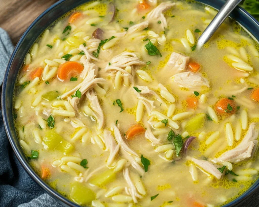 Delicious Greek Lemon Chicken Soup (Avgolemono) in a cozy bowl