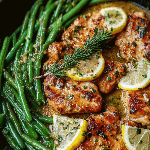 Lemon Garlic Butter Chicken and Green Beans Skillet