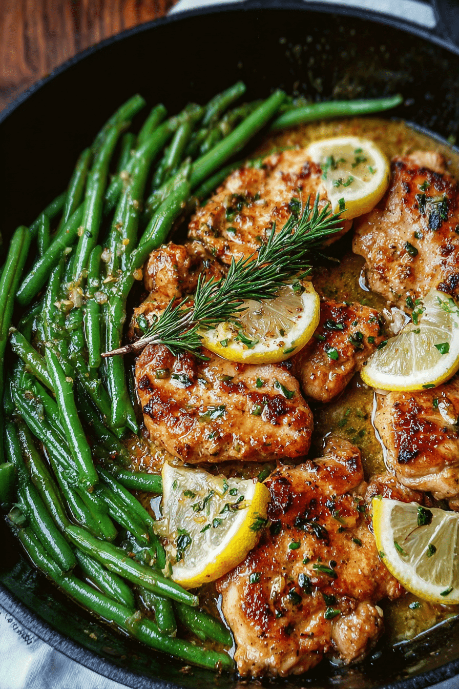 Lemon Garlic Butter Chicken and Green Beans Skillet