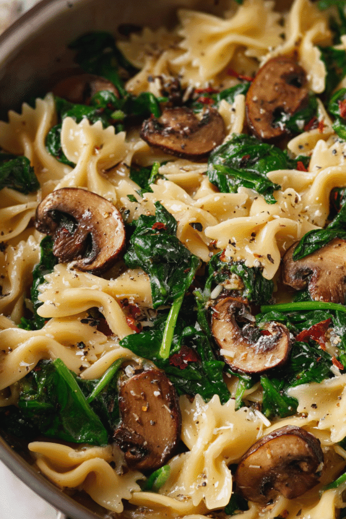 Parmesan Spinach Mushroom Pasta