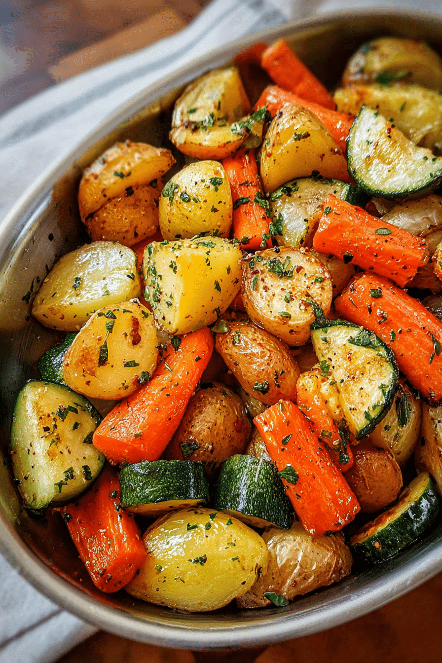 Garlic Herb Roasted Potatoes Carrots and Zucchini