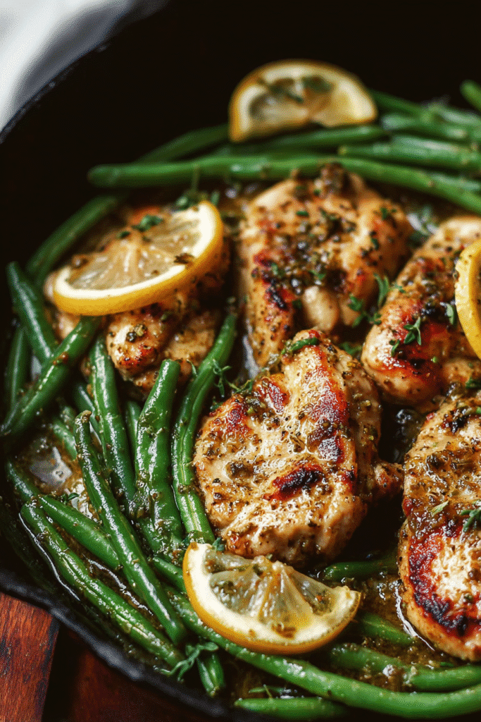 Lemon Garlic Butter Chicken and Green Beans Skillet