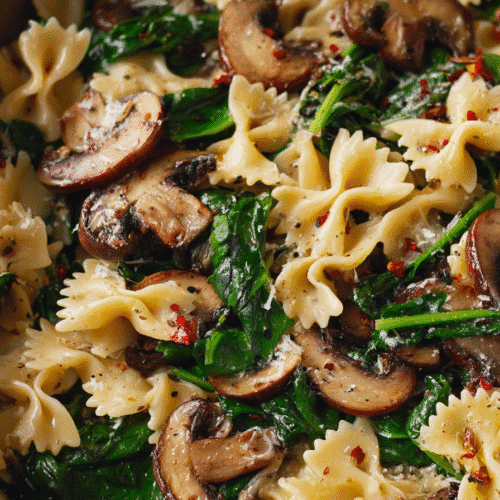 Parmesan Spinach Mushroom Pasta