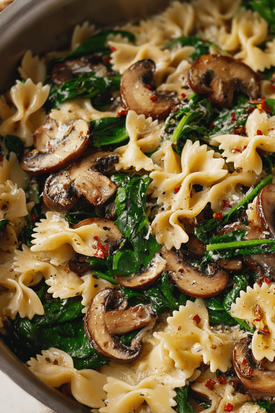 Parmesan Spinach Mushroom Pasta