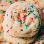 Delicious Funfetti cookies with colorful sprinkles on a plate.