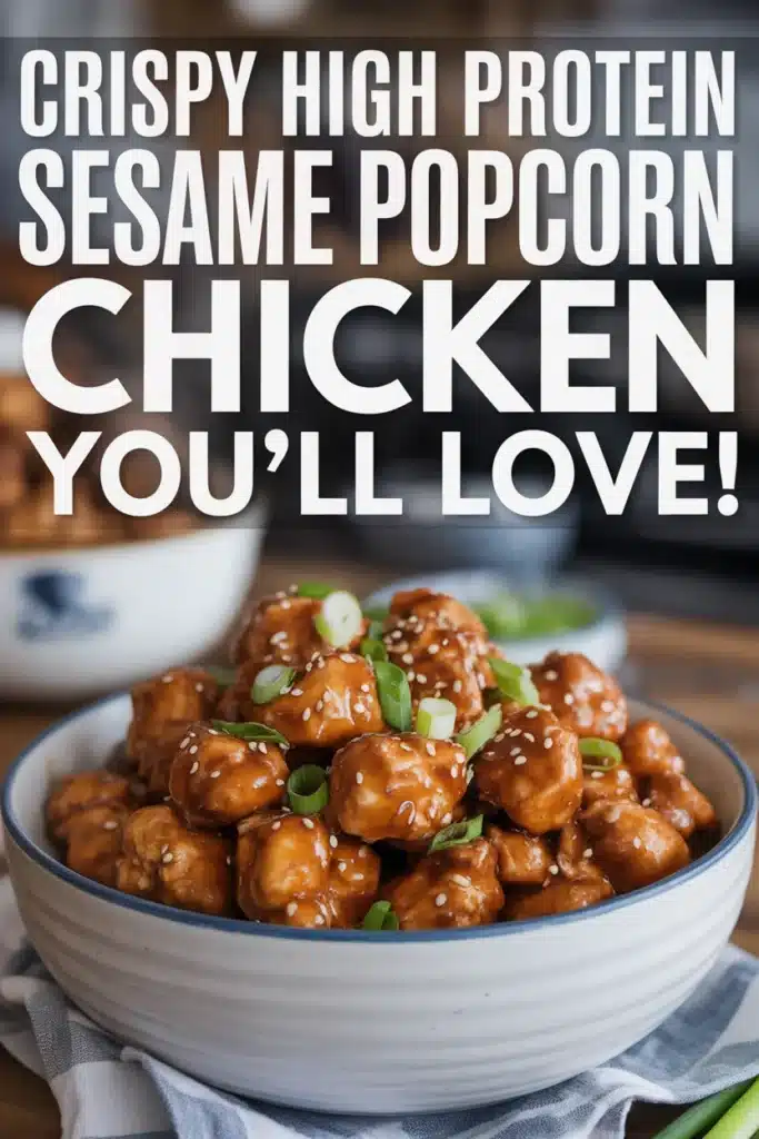 High Protein Crispy Sesame Popcorn Chicken