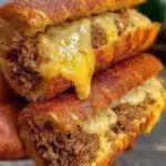 Provolone cheese beef sliders served on a platter