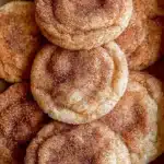 Freshly baked Snickerdoodle Cookies dusted with cinnamon sugar