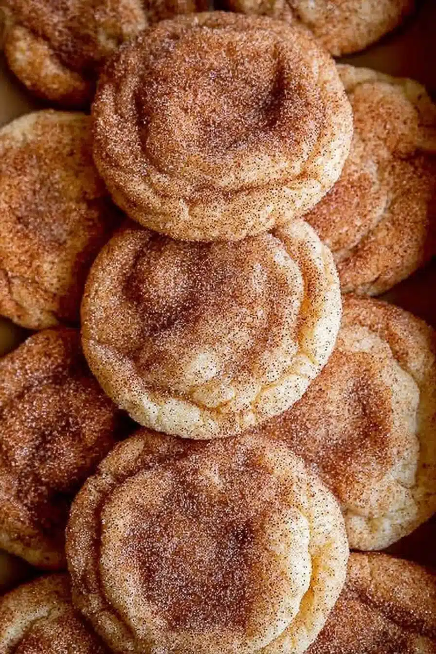 Freshly baked Snickerdoodle Cookies dusted with cinnamon sugar