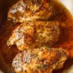 Delicious Brown Sugar Garlic Chicken garnished with herbs and spices