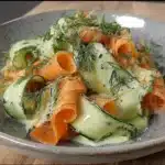Fresh Carrot and Cucumber Ribbon Salad in a bowl