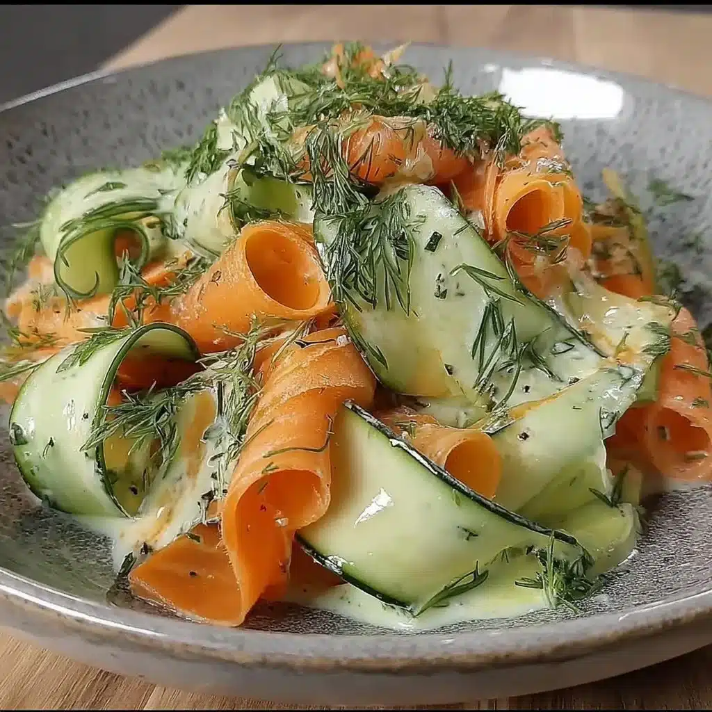 Fresh Carrot and Cucumber Ribbon Salad in a bowl