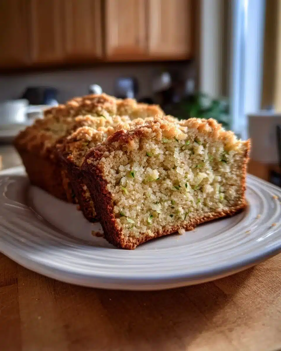 Cinnamon streusel topped zucchini bread fresh from the bakery