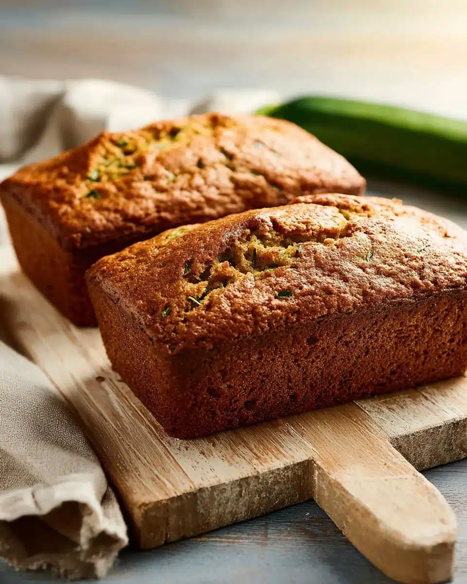 Slice of homemade cozy zucchini bread on a wooden table
