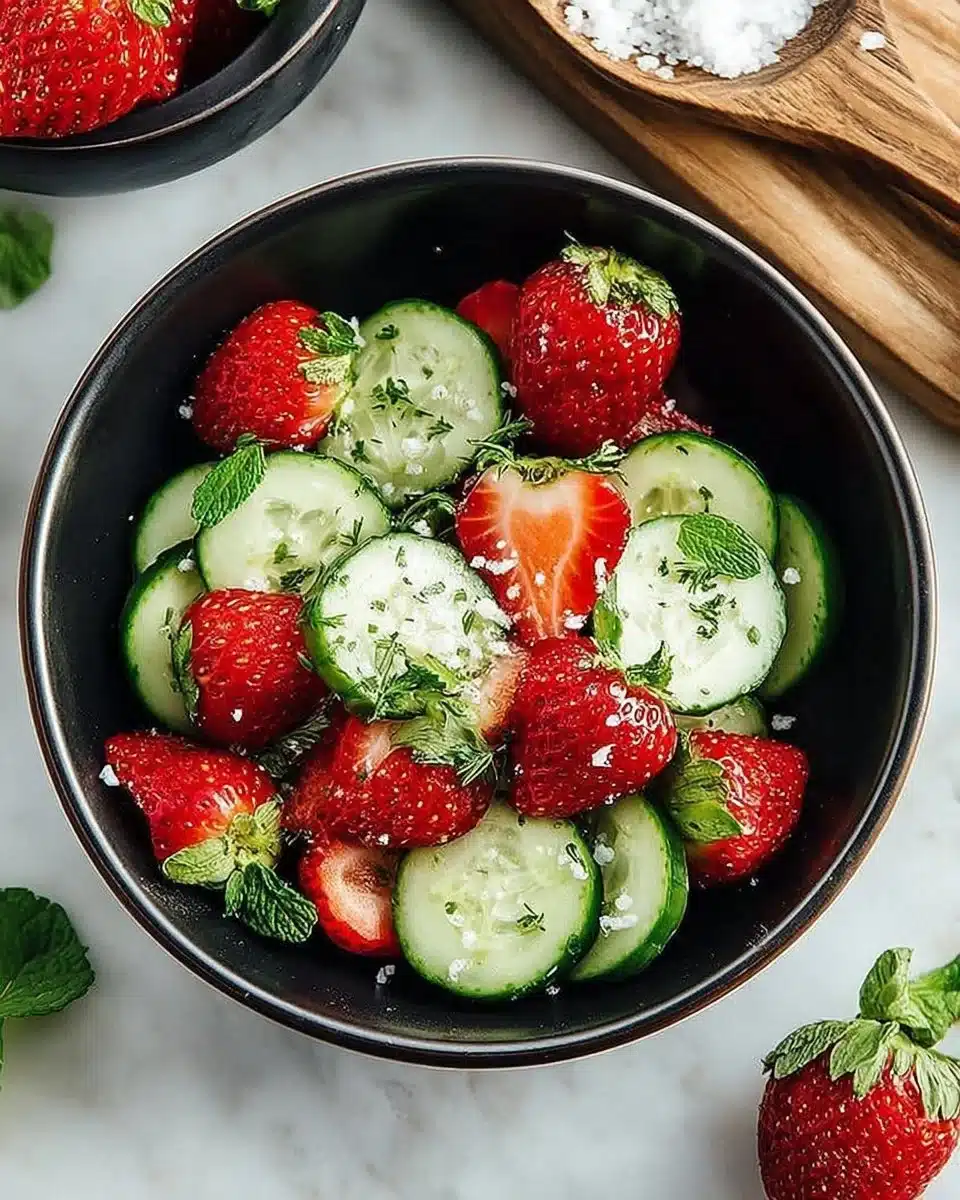 Cucumber Strawberry Salad with fresh ingredients in a bowl