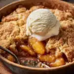 Fresh Southern Peach Cobbler with golden crust and juicy peaches