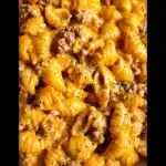 Plate of Homemade Hamburger Helper with ground beef and pasta