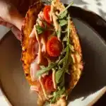 Low Carb Cheesy Carrot Tortillas ready to serve with fresh toppings