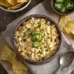 Bowl of Mexican Corn Dip served with tortilla chips