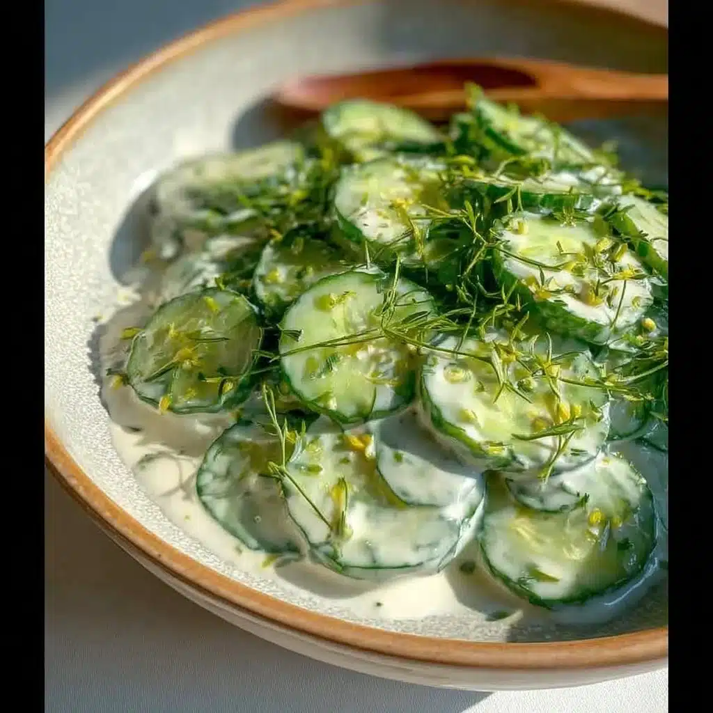 Delicious Polish cucumber salad with fresh herbs and spices