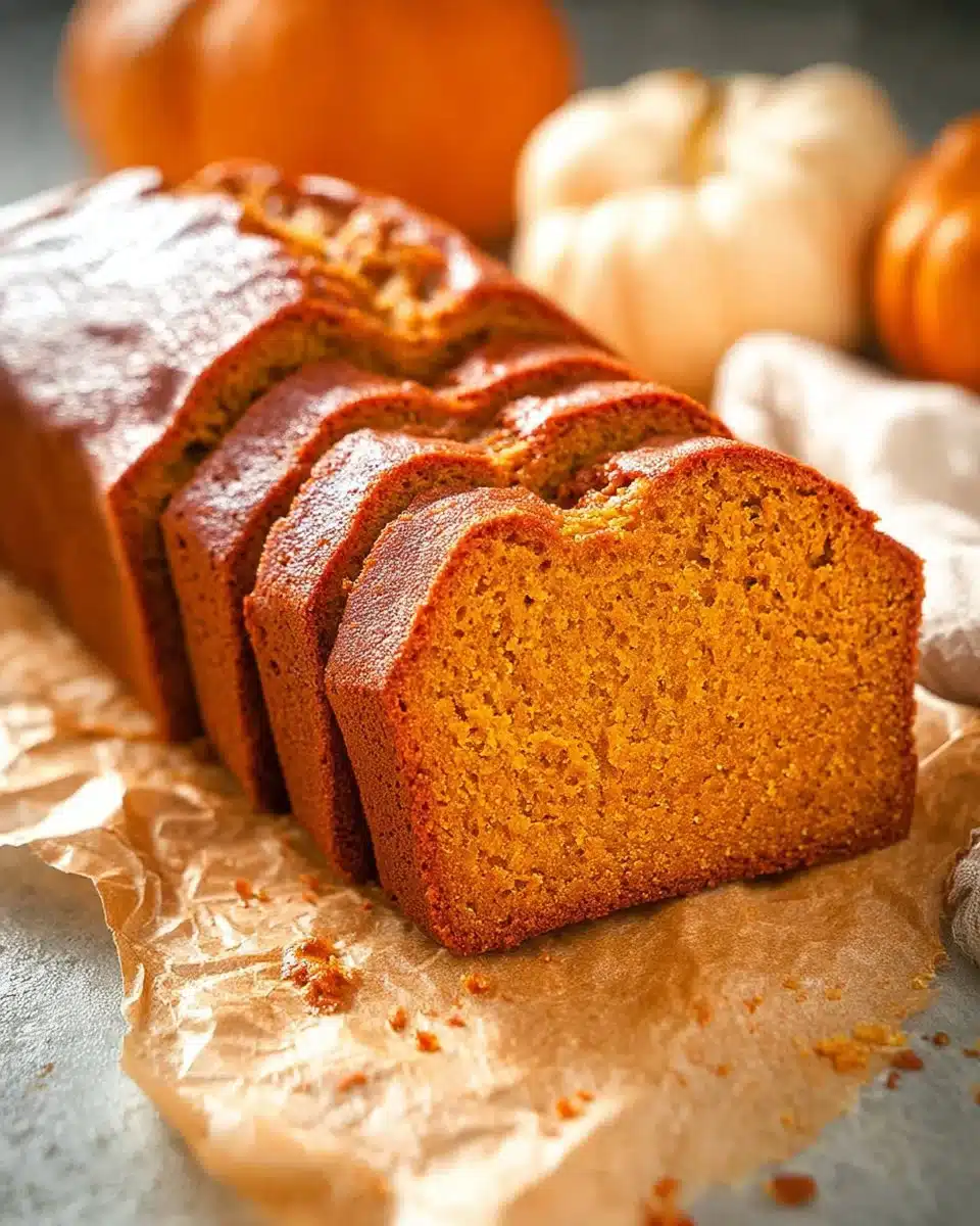 Delicious homemade pumpkin bread with spices and a golden crust