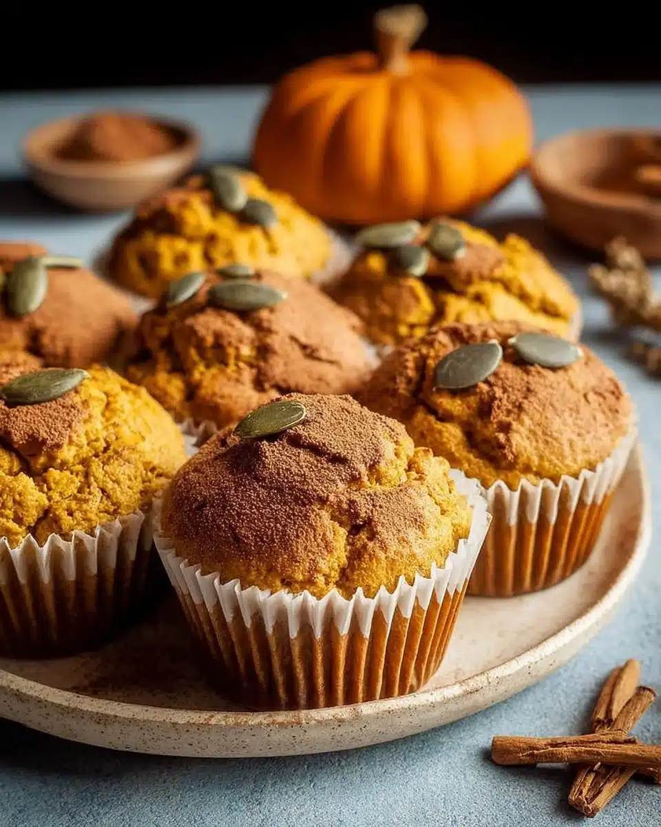 Deliciously baked pumpkin muffins with a warm, spiced aroma