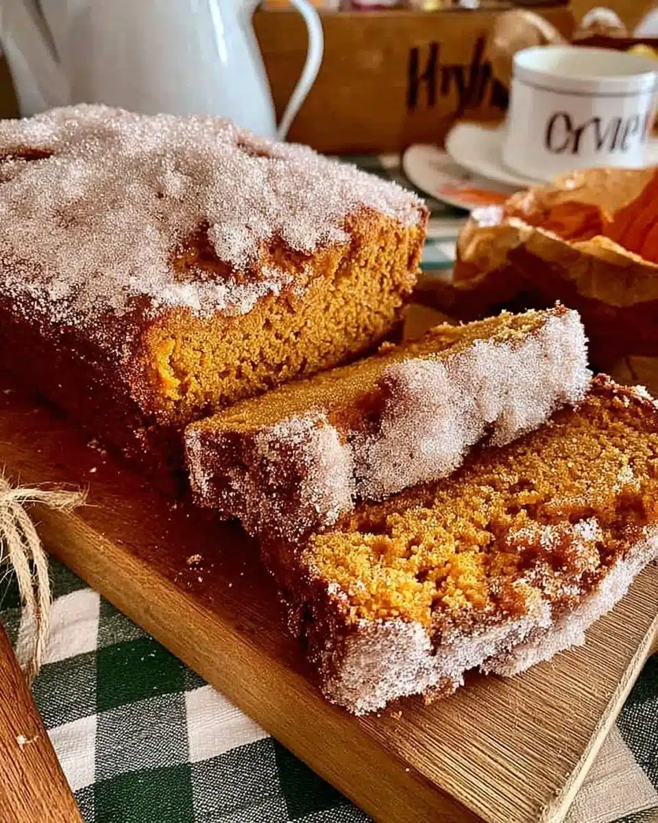Loaf of sweet potato cinnamon bread fresh from the oven