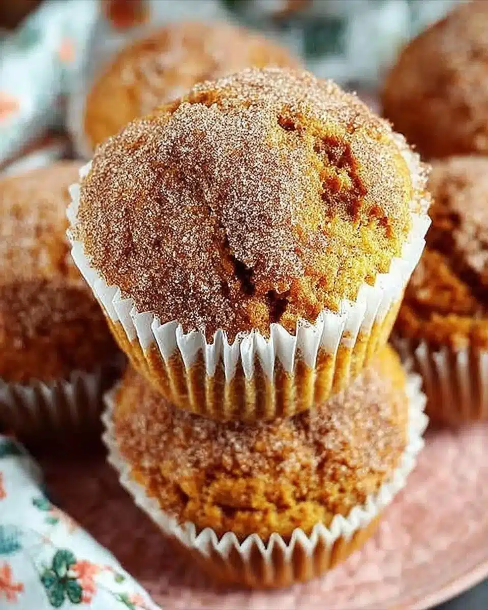 Delicious homemade pumpkin muffins topped with spices and nuts