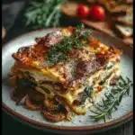 Delicious vegetable lasagna layered with fresh vegetables and cheese
