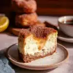 Delicious Apple Cider Cheesecake topped with caramel and apples