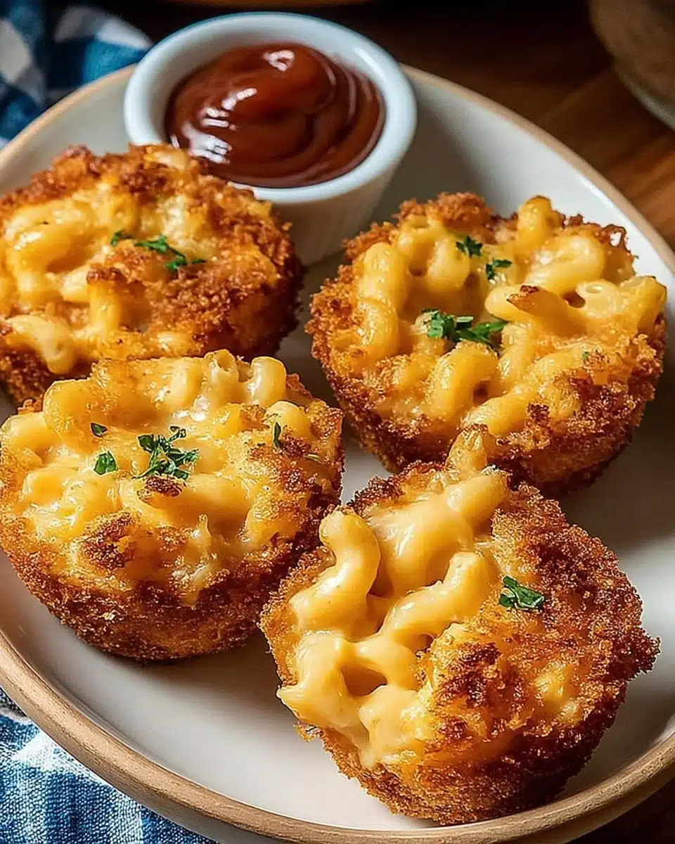 Back-to-school mac and cheese bites served in a colorful lunchbox