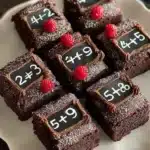 Deliciously layered Chalkboard Brownies with chocolate and white cream topping