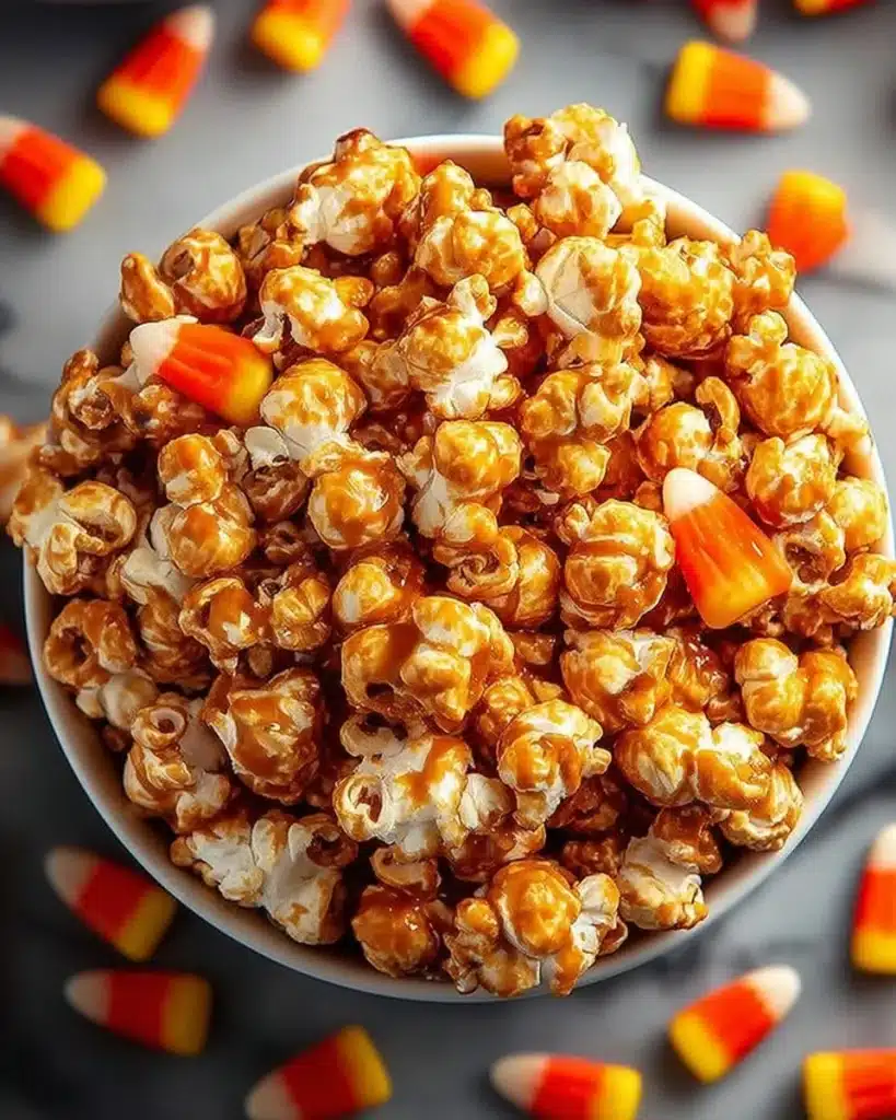 Creepy caramel corn snack for Halloween festivities