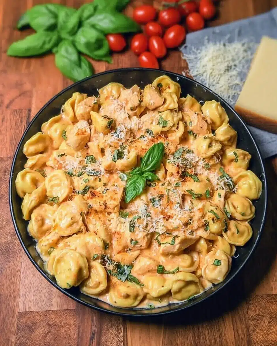 Delicious CrockPot Chicken Tortellini cooked to perfection