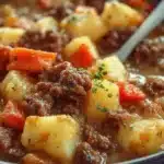 Delicious Crockpot Hobo Casserole ready to serve