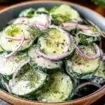 Fresh Cucumber Dill Salad with sliced cucumbers and herbs