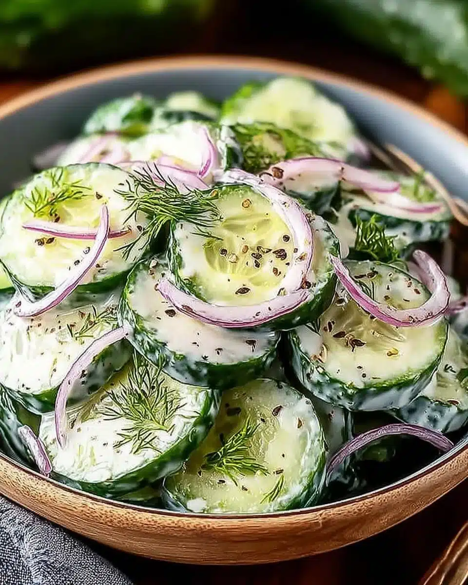 Fresh Cucumber Dill Salad with sliced cucumbers and herbs
