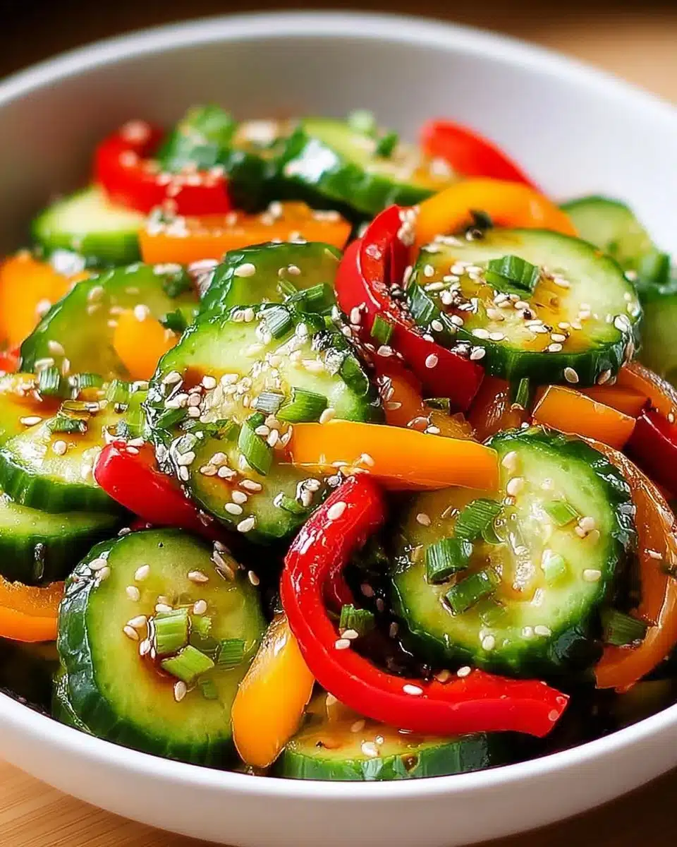 Cucumber Sweet Pepper Salad with fresh ingredients and vibrant colors