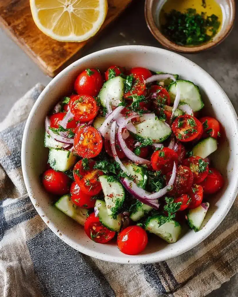 Fresh Cucumber Tomato Salad with vibrant summer ingredients