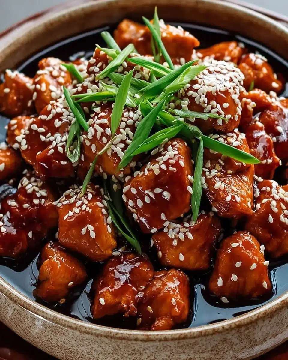Crockpot teriyaki chicken dish with vibrant vegetables and savory sauce